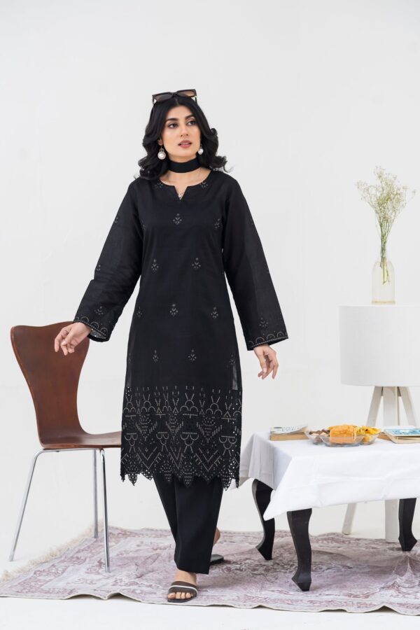2PC LAWN EMBROIDERED SUIT BY CHICKENKARI - C-BLACK