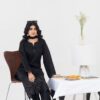 2PC LAWN EMBROIDERED SUIT BY CHICKENKARI - C-BLACK - Image 3