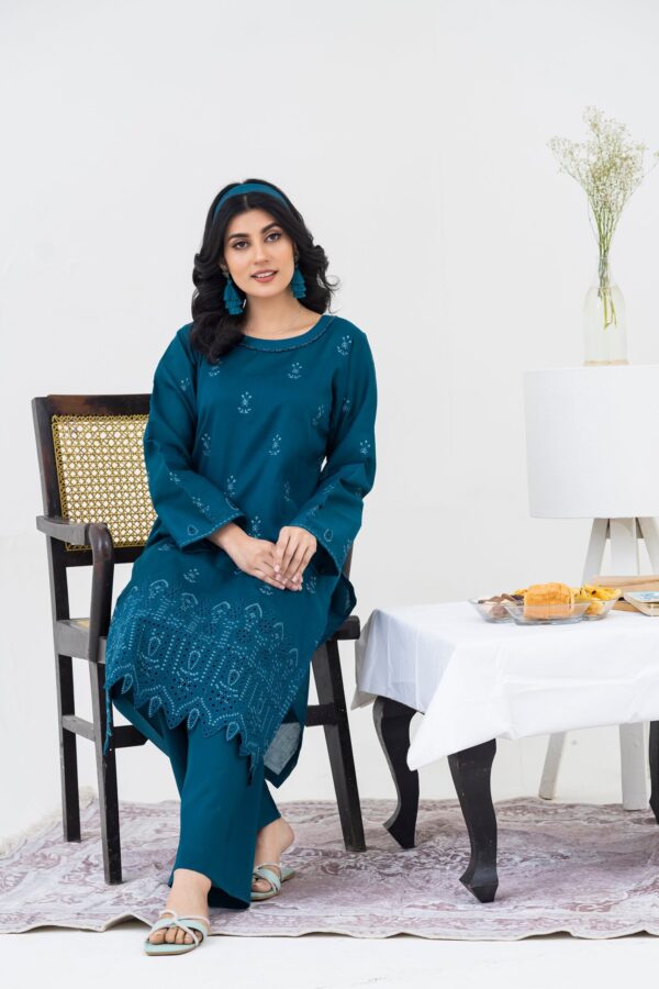 2PC LAWN EMBROIDERED SUIT BY CHICKENKARI - C-ZINC - Image 3