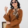 2PC LAWN EMBROIDERED SUIT BY CHICKENKARI - C-BROWN - Image 4