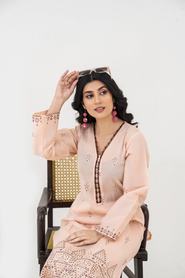 2PC LAWN EMBROIDERED SUIT BY CHICKENKARI - C-BABY PINK - Image 5