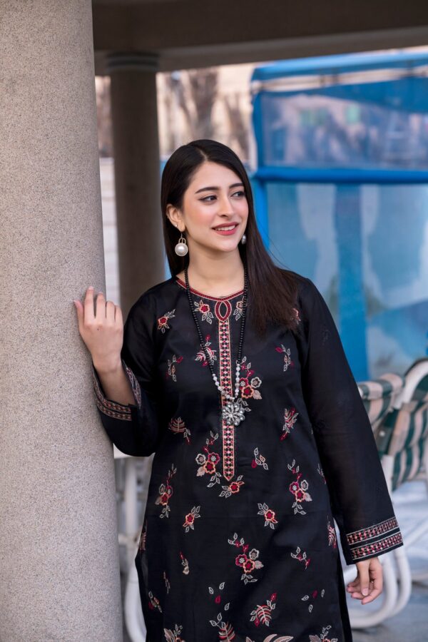2PC LAWN EMBROIDERED SUIT BY ORNATE- N-BLACK - Image 3