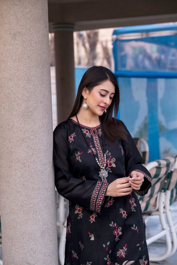 2PC LAWN EMBROIDERED SUIT BY ORNATE- N-BLACK - Image 2