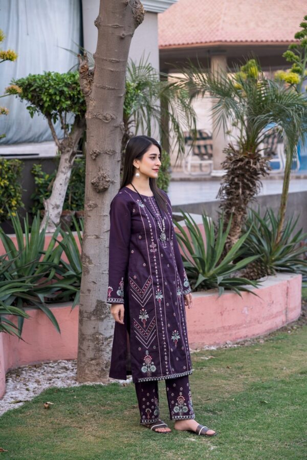 2PC LAWN EMBROIDERED SUIT BY ORNATE- N-PURPLE - Image 2