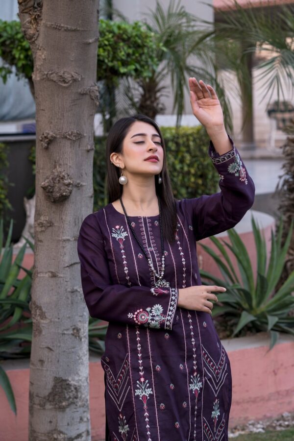 2PC LAWN EMBROIDERED SUIT BY ORNATE- N-PURPLE - Image 4
