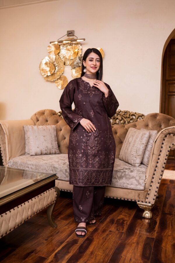 2PC LAWN EMBROIDERED SUIT BY ORNATE- N-BROWN