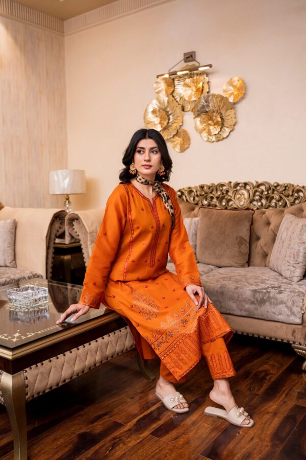 2PC LAWN EMBROIDERED SUIT BY ORNATE - N-ORANGE - Image 3