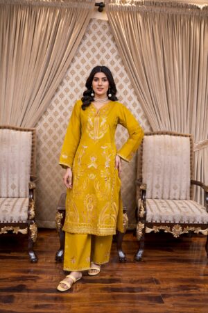 2PC LAWN EMBROIDERED SUIT BY ORNATE - N-YELLOW