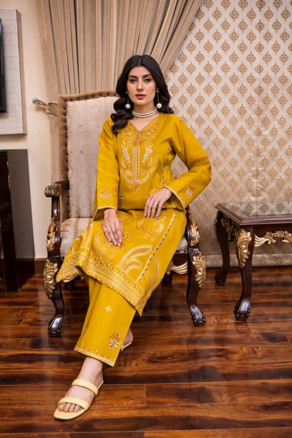 2PC LAWN EMBROIDERED SUIT BY ORNATE - N-YELLOW - Image 3