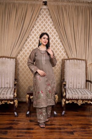 2PC LAWN EMBROIDERED SUIT BY ORNATE- N-LIGHT BROWN