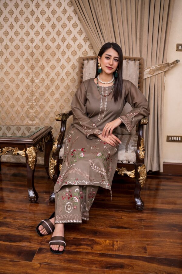 2PC LAWN EMBROIDERED SUIT BY ORNATE- N-LIGHT BROWN - Image 4