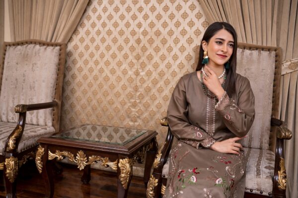 2PC LAWN EMBROIDERED SUIT BY ORNATE- N-LIGHT BROWN - Image 3