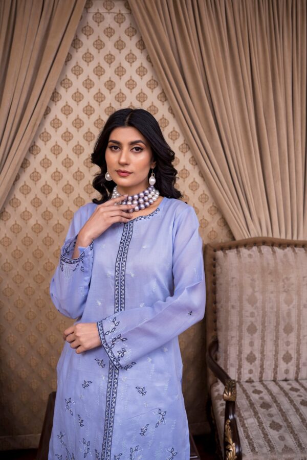 2PC LAWN EMBROIDERED SUIT BY ORNATE- N-SKY BLUE - Image 4