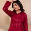 2PC LAWN EMBROIDERED UNSTICH SUIT BY PETAL- A-MEHROON - Image 3