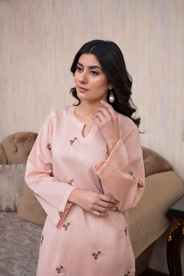 2PC LAWN EMBROIDERED UNSTICH SUIT BY PETAL - A-BABY PINK - Image 3