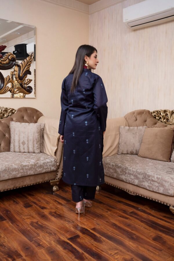 2PC LAWN EMBROIDERED UNSTICH SUIT BY PETAL - A-BLUE - Image 2