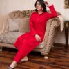 2PC LAWN EMBROIDERED UNSTICH SUIT BY PETAL - A-RED - Image 3