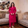 2PC LAWN EMBROIDERED UNSTICH SUIT BY PETAL- A-SHOCK PINK