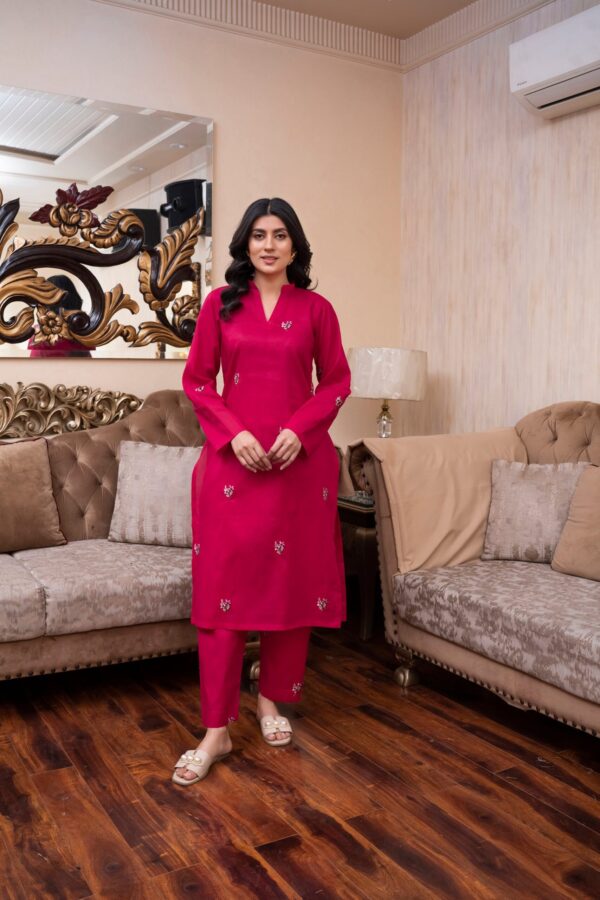 2PC LAWN EMBROIDERED UNSTICH SUIT BY PETAL- A-SHOCK PINK