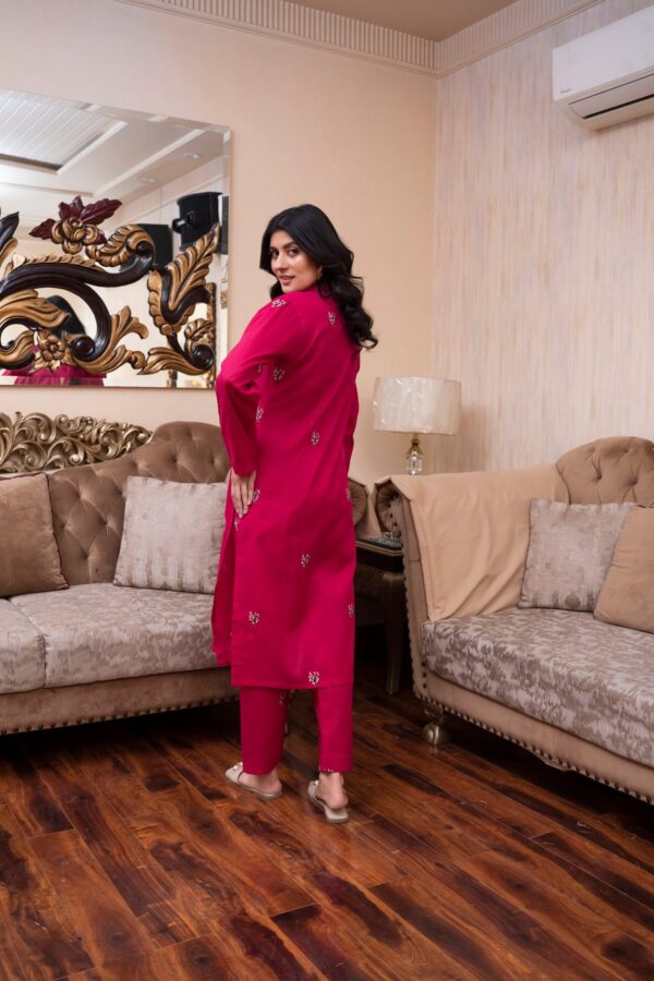 2PC LAWN EMBROIDERED UNSTICH SUIT BY PETAL- A-SHOCK PINK - Image 2
