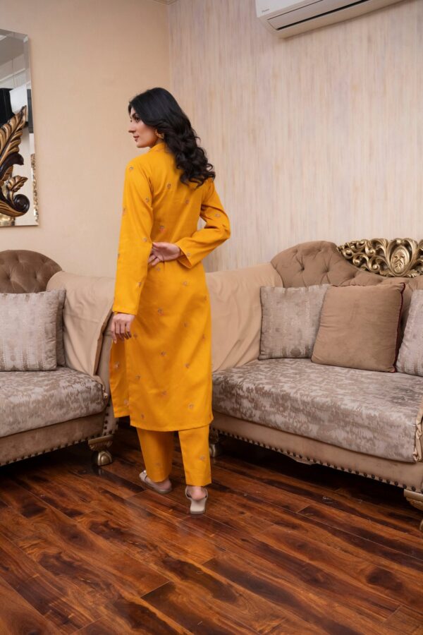 2PC LAWN EMBROIDERED UNSTICH SUIT BY PETAL  - A-YELLOW - Image 2