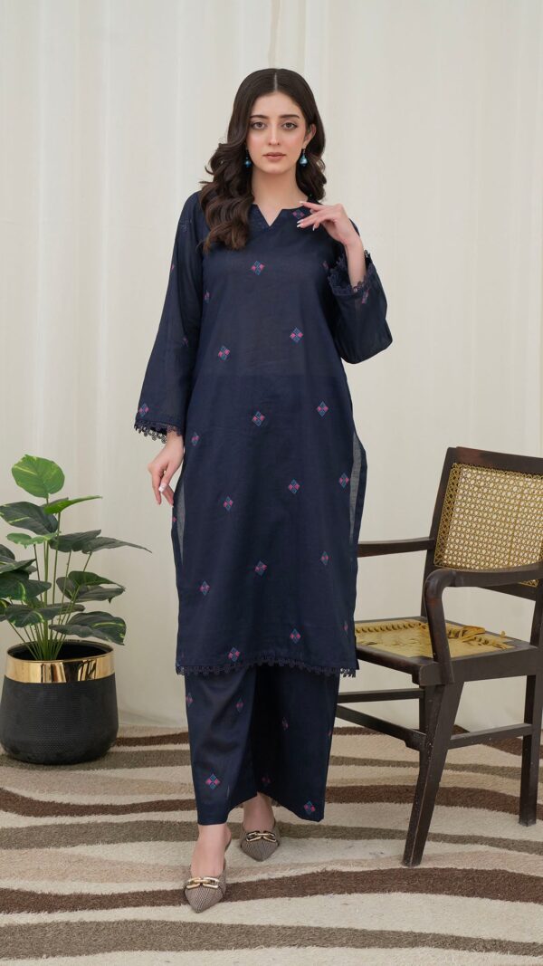 2PC LAWN EMBROIDERED UNSTICH SUIT BY PETAL- A-BLUE2