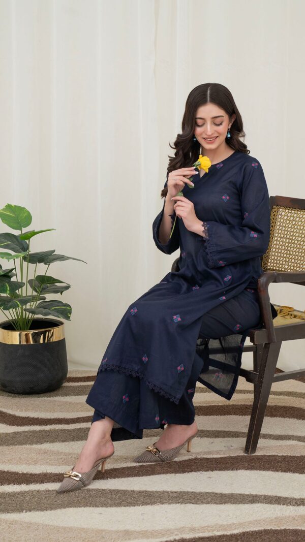 2PC LAWN EMBROIDERED UNSTICH SUIT BY PETAL- A-BLUE2 - Image 4
