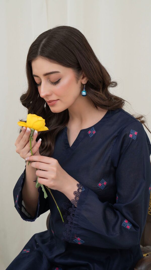 2PC LAWN EMBROIDERED UNSTICH SUIT BY PETAL- A-BLUE2 - Image 3