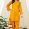 2PC LAWN EMBROIDERED UNSTICH SUIT BY PETAL - A-MUSTARD