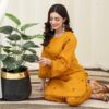 2PC LAWN EMBROIDERED UNSTICH SUIT BY PETAL - A-MUSTARD - Image 5