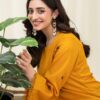 2PC LAWN EMBROIDERED UNSTICH SUIT BY PETAL - A-MUSTARD - Image 4