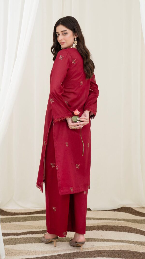 2PC LAWN EMBROIDERED UNSTICH SUIT BY PETAL- A-MEHROON2 - Image 2