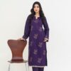 2PC JACQUARD EMBROIDERED SUIT - J-PURPLE