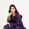 2PC JACQUARD EMBROIDERED SUIT - J-PURPLE - Image 3