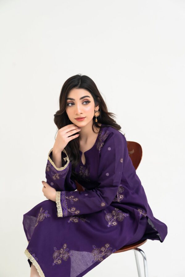 2PC JACQUARD EMBROIDERED SUIT - J-PURPLE - Image 3