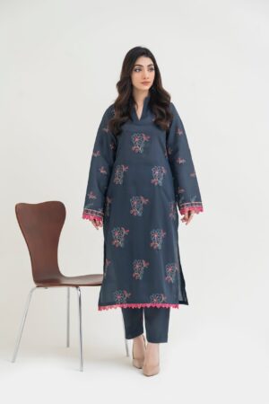 2PC JACQUARD EMBROIDERED SUIT - J-GREY