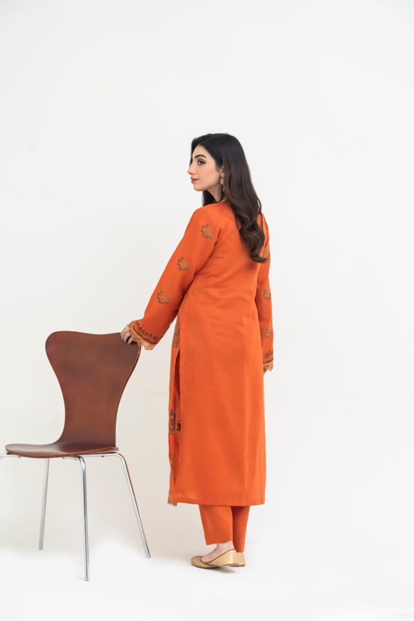 2PC JACQUARD EMBROIDERED SUIT - J-ORANGE - Image 2