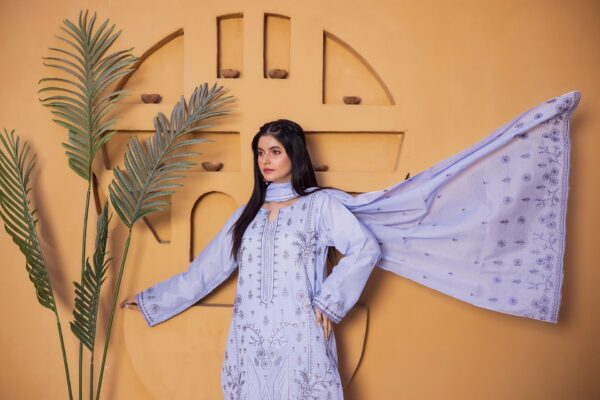 3PC EMBROIDERED LAWN SUIT BY NAZAKAT - Image 3